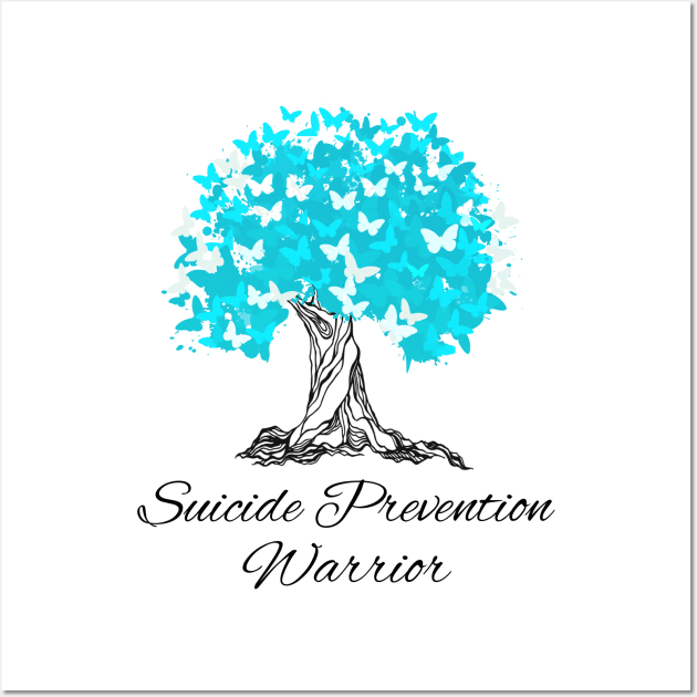 Suicide Prevention Awareness Warrior Tree Hope Gifts Wall Art by MerchAndrey